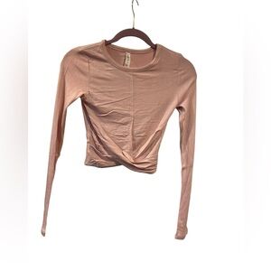 ALO Yoga Blush Pink Long Sleeve Twist Front Crop Top